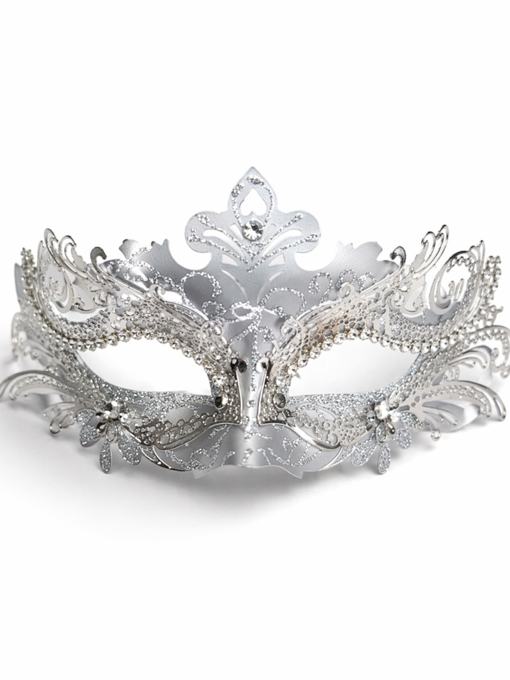 Silver White Masquerade Mask Lace Venetian Eye Mask Costume Party Adjustable